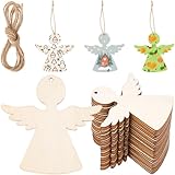 SUNNYCLUE 3 Set Mit 30 Engel Holzornamenten Unbehandeltes Holz Weihnachtsausschnitte Mit Jutekordel Zum Aufhängen Blanke Feenflügel Bastel Holzstücke Anhänger Für Weihnachtsbaum Hochzeit Geburtstag Pa