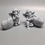 eberin365 GRABWELT – 60 mm Kleiner Gedenkstein mit Engel Set · Grabschmuck · Wetterfest & langlebig · Reihengrab Urnengrab Deko Figur mit Herz