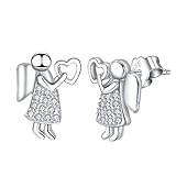 J.MUEN Schutzengel Ohrringe für Damen 925 Sterling Silber Ohrstecker Zirkonia Engel Glücksbringer Schmuck Konfirmation geschenke mädchen