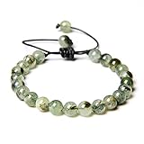 LIUQIANYU Chakra Armband,Handgemachtes Geflochtenes Armband Männer Frauen Chakra Natürlicher Lapislazuli Tigerauge Steinperlen Armband Einstellbar Yoga Energie Schmuck,Prehnit