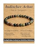 Landorilo 6mm Naturstein Perlen Heilstein Armband, für Damen und Herren Geeignet, Elastisches Perlenarmband für Yoga Chakren, Geschenk zum Geburtstag, Jahrestag Oder zu Weihnachten(Indischer Achat)