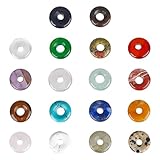 HOBBIESAY 18 Stück Donut Scheibe Edelstein Anhänger Charm 12 13mm Donut Scheibe Naturstein Anhänger Chakra Polierter Stein Flache Donuts Steinperlen Zur Schmuckherstellung Loch:3mm