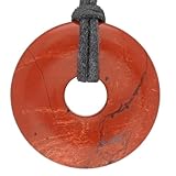 Lebensquelle Plus Roter Jaspis Donut Ø 30 mm + Baumwollband | Edelstein Anhänger | Echte Heilsteinkette inkl. Band