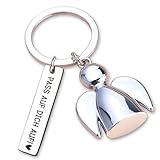 ENYACOS Schutzengel Schlüsselanhänger mit Gravur „Pass auf dich auf“ – Glücksbringer mit Herz – Engel Schlüsselanhänger Liebe – Liebesgeschenke für Frauen – Geschenk für Freundin, beste Freundin (A)