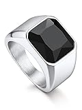 Bandmax Siegelring Ringe Herren Größe 64mm Edelstahl Ring mit Stein 12MM breit Ringe Frauen Onyx Ring Bandring Freundschaftsring Herren Schmuck Accessoires