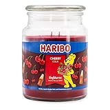 Haribo Duftkerze im Glas mit Deckel | Cherry Cola | Duftkerze Fruchtig | Kerzen lange Brenndauer (100h) | Kerzen Rot | Duftkerze Groß (510g)