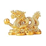 HIAME Chinesische Drachen Statue für Zuhause und Büro Dekoration | Glücks Geschenk zum chinesischen Drachenjahr 2024 | Reichtum anziehende Feng Shui Wohndekor Ornament Skulptur (A-Small)