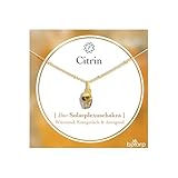 Bixorp Citrin Chakra-Halskette aus rohen Edelsteinen mit 18 Karat Goldplattierung - Edelstahl - 36cm + 8cm verstellbar