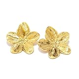 Flower Earrings 18K Blumen Ohrringe Groß, Blume Tropfen Ohrringe Boho Statement Hypoallergene Modeschmuck für Damen, Boho-Statement Blumenohrringe