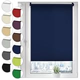 Verdunkelungsrollo Klemmfix ohne Bohren 80cm x 130cm Dunkelblau Verdunklungsrollo Fensterrollo Rollo Seitenzugrollo Klemmrollo für Fenster & Tür