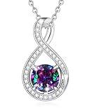 FANCIME Alexandrit Kette Juni Geburtstein Sterling Silber Infinity CZ Anhänger Halskette Damen Edelstein Feiner Schmuck Geburtstag Abschluss Geschenke für Frauen Mom