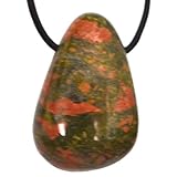 Echter Unakit/Epidot Stein Schmuck Ketten-Anhänger für Herren und Damen | Trommelstein/Handschmeichler Heilstein Anhänger