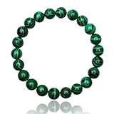 Unique Gems Chakra Buddha Herren Perlenarmband Malachit 8mm Edelstein Energiearmband Heilsteine elastisch 19cm bis 21cm Juweliers Qualität