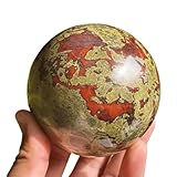 HHCTEBEC Natürlicher Kristalldrachenblutstein, Heilkristallkugel, Heimdekoration, Fengshui-Wahrsagekugel mit Holzständer,45~50mm