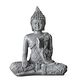 Buddha Statue Meditation 1 - Zen und Feng Shui Deko Statue - Bringt eine beruhigende und entspannende Atmosphäre in Ihr Zuhause - Glücksbringer Statue Farbe Grau - Höhe: 12cm - Zen'Light