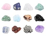 JOVIVI 12x Rohsteine Mischung mit Box Formlose Edelsteine Naturstein Sammlung Feng Shui Chakra Heilsteine Tischdeko Dekoration