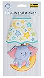 Idena 31257 - LED Wandsticker Lampe Elefant, mit Lichtsensor, ca. 21 x 13 cm, ideal als Nachtlicht für das Kinderzimmer