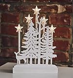 EMOS LED Kerzenständer aus Holz mit 5 Kerzen in Sternenform, warmweiße Farbtemperatur, Batteriebetrieben 2x AA, Innenbereich IP20, 6/18h Timer-Funktion, 10000 h Lebensdauer, 24x35,5 cm