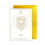 WBdesignz Grußkarte Sternzeichen Löwe mit Umschlag - Sternzeichen Leo gold goldener Umschlag Geburtstagskarte Geburtstag Anerkennung luxoriös Sternzeichen-Symbol Astrologie (DiN A6)