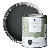 MissPompadour edelmatte Wandfarbe Schwarz mit Schiefer 1L - sehr hohe Deckkraft - geruchsneutrale, spritzfreie Farbe - atmungsaktive, wasserbasierte Innenfarbe/Deckenfarbe - Die Wertvolle