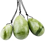 mookaitedecor Grüne Jade Yoni Eier Set mit 3 Größen, Kristall Yoni Ei Massage Steine für Frauen zum Trainieren von Beckenmuskeln Kegel-Übung, Kleine Größe