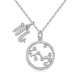 Qings Constellation Halskette 925 Sterling Silber CZ Skorpion Horoskop Sternzeichen Anhänger Halskette für Frauen Mädchen Valentinstag