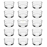 Teelichtgläser Set, Teelicht (15er Pack) Teelichthalter 4,5 cm Dm, Kleiner aus Klarem Glas für Hochzeit, Geburtstag, Urlaub, Kerzengläser, Party Dekoration, Kerzengläser, Gläser klein
