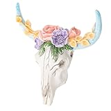 ROMISBABA Bull Kopf Wanddekoration Resin Kuhschädel Wandanhänger Europäischer Stil Stabile Struktur für Wohnzimmer Garten und Büro Feine Handwerkskunst Attraktive Wandkunst