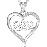INFUSEU Engelszahl Kette, 925 Silber Zahlen Charm Halskette 222 Glücksanhänger Choker Schmuck für Frauen
