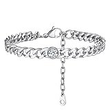 PROSTEEL Fußkettchen Damen Edelstahl 22+5cm Panzerkette Fußarmband mit April Geburtsstein Sommer Strand Knöchel Armband Schmuck Accessoire für Frauen