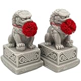 Lunarthos Chinesischer Wächter-Löwen-Ornament, Kunstharz-Statue, glückverheißendes Symbol für Zuhause/Büro/Auto-Dekoration, einzigartiges Geburtstagsgeschenk (grau)