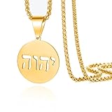 VASSAGO Hebräische Halskette, YHVH YHWH Jehova-Anhänger, Tetragrammaton, Gottesnamen, Halsketten, Chanukka-Amulett, religiöser Glaube, Segen, Schmuck, Geschenke für Männer und Frauen, Einheitsgröße,