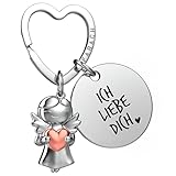 FABACH Liebe Schlüsselanhänger Schutzengel Glücksbringer mit Herz und Gravur - Ich liebe dich Schlüsselanhänger Partner - Freundin Geschenk Liebe - Engel Schlüsselanhänger Liebesgeschenke