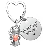 FABACH Schutzengel Schlüsselanhänger mit Herz und Gravur - Engel Glücksbringer mit Botschaft - Ich liebe dich Geschenk für Partner oder Freundin