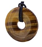 budawi® - Tigerauge Donut Anhänger Kettenanhänger 35 mm mit Lederband