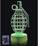 HPBN8 Ltd Optical Illusions 3D Granate Nacht Licht LED Lampen Fernbedienung Tolle 7/16 Farbwechsel Berühren Tabelle Schreibtisch USB-Kabel für Schlafzimmer Geburtstagsgeschenke Geschenk