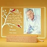 Bemaystar Personalisierte Gedenken an Verstorbene, Trauergeschenk, Erinnerung an Verstorbene, Andenken an Verstorbene, Trauerlicht, Trost Geschenke, Charakter Fotorahmen Nachtlicht