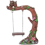 Genérico Gartenstatue mit Tischfigur, kleine Eule aus Harz im Baum, für Terrasse, Garten, Tisch, Regal, Schlafzimmer und Fensterbank