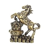 MALUGOGO Messing-Pferd-Skulptur Feng Shui Reichtum Ornament Desktop Tier Dekoration für Büro und Wohnzimmer Feng Shui Sternzeichen Statue symbolisiert Kraft, Geschwindigkeit und Wohlstand