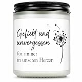 Giftasy Trauerkerze - Geliebt und unvergessen, Trauergeschenk mit Spruch, Duftkerze als Andenken, Trostlicht, Erinnerungskerze