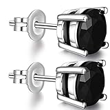 Ohrstecker Schwarz Ohrringe Silber 925 Damen Herren Zirkonia Schwarz Diamant Set