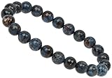 ELEDORO Handgefertigtes Edelstein Perlen Stretch Armband - Echte Steine 8mm (Scorzalit-Spinell mit Muskovit)