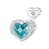 BIZK Geburtsstein Charms mit 5A Cubic Zirkonia for Pandora Charm 925 Sterling Silber Geburtstag Bead Charm (Dezember)
