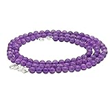 Lebensquelle Plus Amethyst Edelstein Kugelkette + 925 Silber Verschluss | Ø 4mm Kugeln Karabinerverschluss 45cm lang | Hochwertige Kette