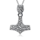 Thors Hammer Halskette Talisman kette Sterling Silber Nordischer Wikinger Keltischer Knoten Original Nordischer Wikinger Vegvisir Mjolnir Amulett Pagan Symbol Schmuck für Damen Teens Männer Unisex