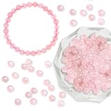 120 Stück Edelsteinperlen zum Auffädeln, Runde 6mm Naturstein Rosenquarz Perlen mit Loch, Edelstein Perlen Kristall, Lose Rosenquarz Edelstein Steinperlen für Armbänder Ketten Machen