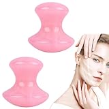 2 Stück Pilz-Form Gua Sha Massagewerkzeug, Gua Sha,Gua Sha Set,Rosenquarz,Gesichtsroller Rosenquarz Für Gesicht Hals Augen Beauty Spa Entspannende Verbesserung Von Feinen Linien (Rosa）