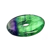Mysale24 Fluorit | Donut | Anhänger mit Lederband | Regenbogenfluorit | Edel- und Heilstein | aus China