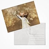 Logbuch-Verlag 20 Engelkarten Postkarten Engel gold Weihnachtspostkarte 10,5 x 14,8 cm beige naturfarben