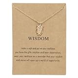 Self-Discovery Mala Inspirations-Halskette für Damen – einzigartiger goldener Anhänger, spirituelles Schmuckgeschenk (Weisheits-Eule)